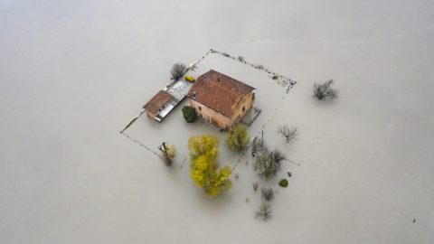 A house is submerged by the flooding of the River Panaro in the Po Valley due to heavy rainfall and melting snow. [Modena, Italy]
